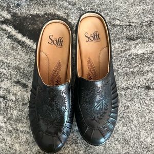 Sofft black wedge slide mules  Size 6M